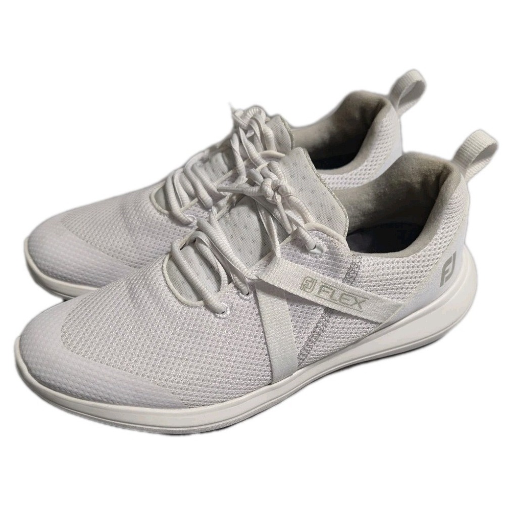 FootJoy Flex Golf Shoes Mens 10 White Spikeless Lightweight Athletic FJ